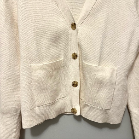 j. crew • white cream button up bell sleeve knit sweater cardigan - Picture 8 of 16